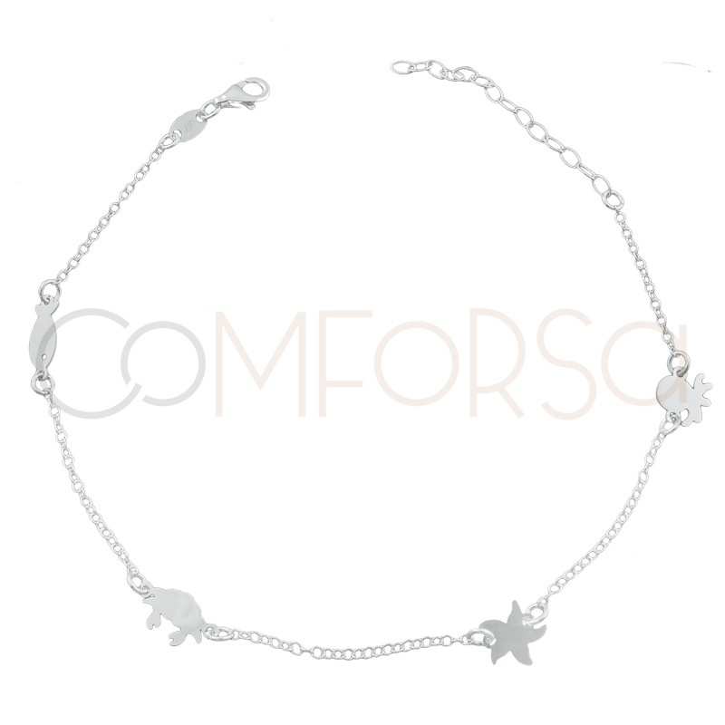 Sterling silver 925 marine animals anklet