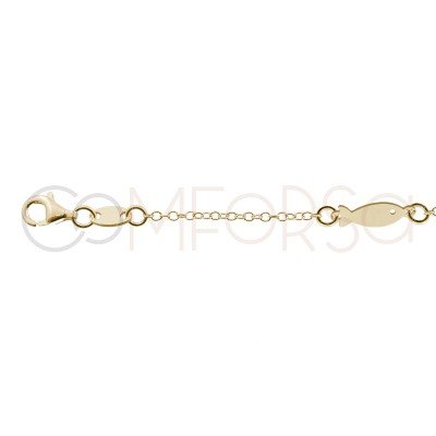 Sterling silver 925 gold-plated marine animals anklet