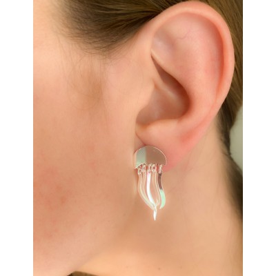 Sterling silver 925 jellyfish earrings 15 x 10mm