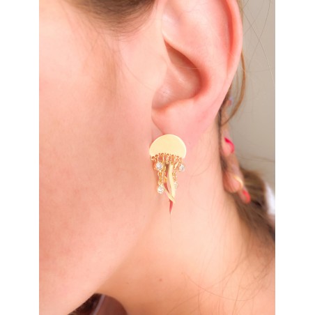 Sterling silver 925 gold-plated jellyfish earrings with zirconias 15 x 10mm