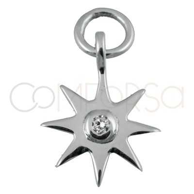 Sterling silver 925 star pendant with crystal zirconia 10mm