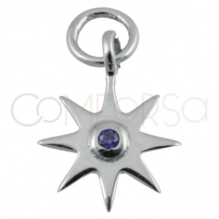 Sterling silver 925 gold-plated star pendant with amethyst zirconia 10mm