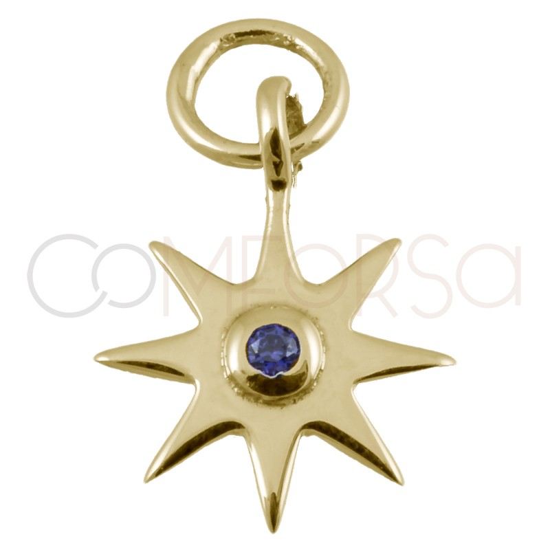 Sterling silver 925 gold-plated star pendant with amethyst zirconia 10mm