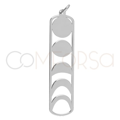 Sterling silver 925 lunar phases pendant 10x42mm