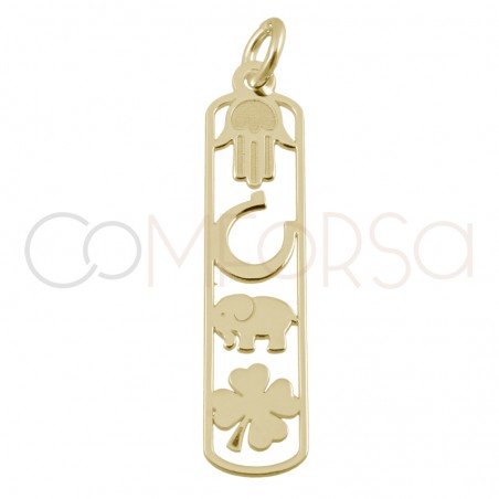 Sterling silver 925 gold-plated lucky pendant  6.5x27mm