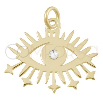 Sterling silver 925 gold-plated eye pendant  20x7mm