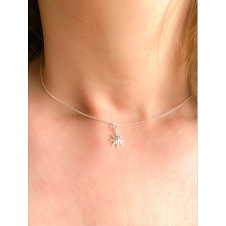 Sterling silver 925 star pendant with jet zirconia 10mm