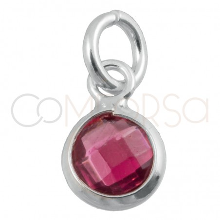 Sterling silver 925 gold-plated mini zirconia pendant fuchsia 4.5mm