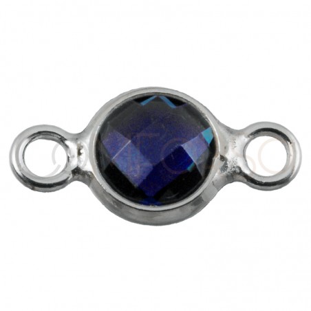 Sterling silver 925 mini zirconia connector tanzanite 4.6mm