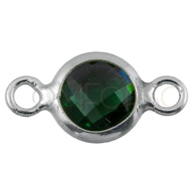 Sterling silver 925 mini zirconia connector green 4.6mm