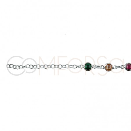 Sterling silver 925 gold-plated colourful zirconias anklet 21+4cm