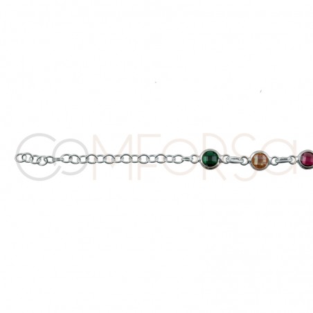 Sterling silver 925 colourful zirconias anklet 21+4cm