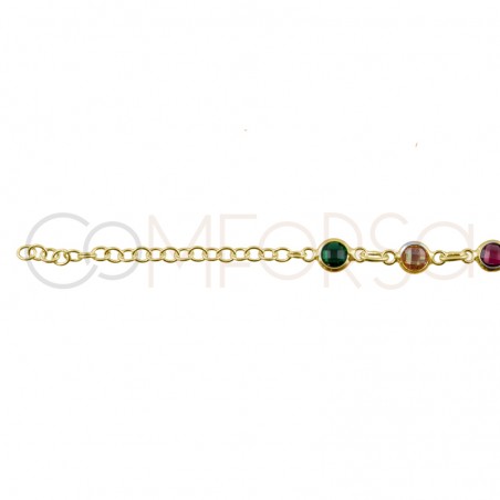 Sterling silver 925 colourful zirconias anklet 21+4cm