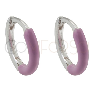 Sterling silver 925 pink enamel hoop earrings 12 mm