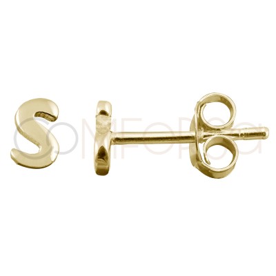 Sterling silver 925 gold-plated letter S earrings