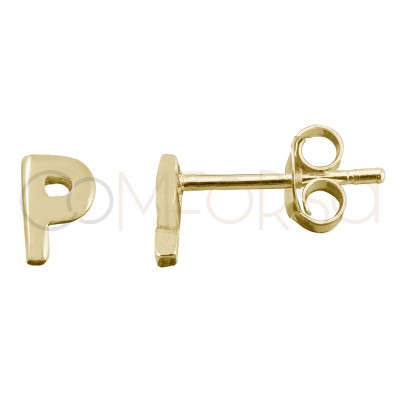 Sterling silver 925 gold-plated letter P earrings