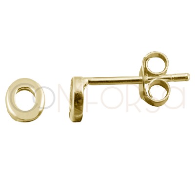 Sterling silver 925 gold-plated letter O earrings