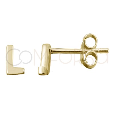 Sterling silver 925 gold-plated letter L earrings