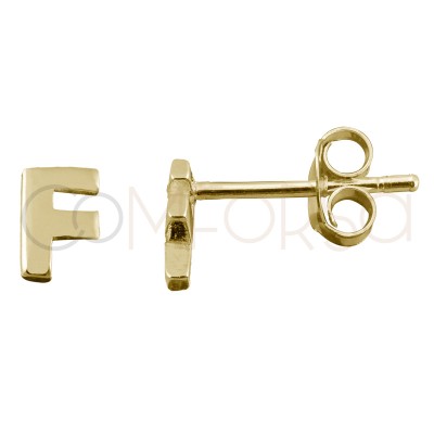 Sterling silver 925 gold-plated letter F earrings