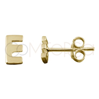 Sterling silver 925 gold-plated letter E earrings