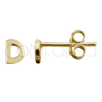 Sterling silver 925 gold-plated letter D earrings