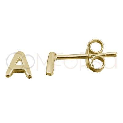 Sterling silver 925 gold-plated letter A earrings