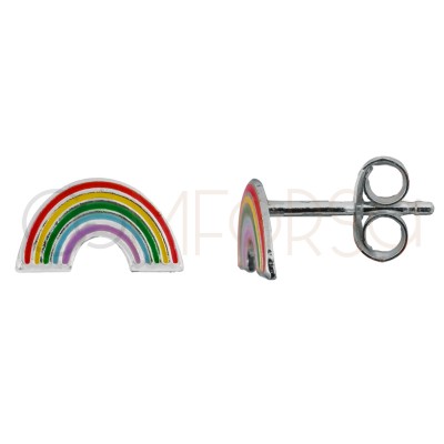 Sterling silver 925 mini rainbow earrings 9 x 5mm