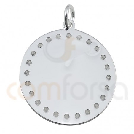 Engraving + Sterling silver 925 gold-plated pendant round pendant with dots 20mm