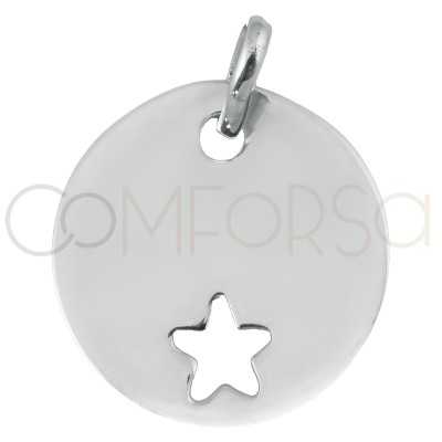 Sterling silver 925 engraving cut out star charm  15 mm
