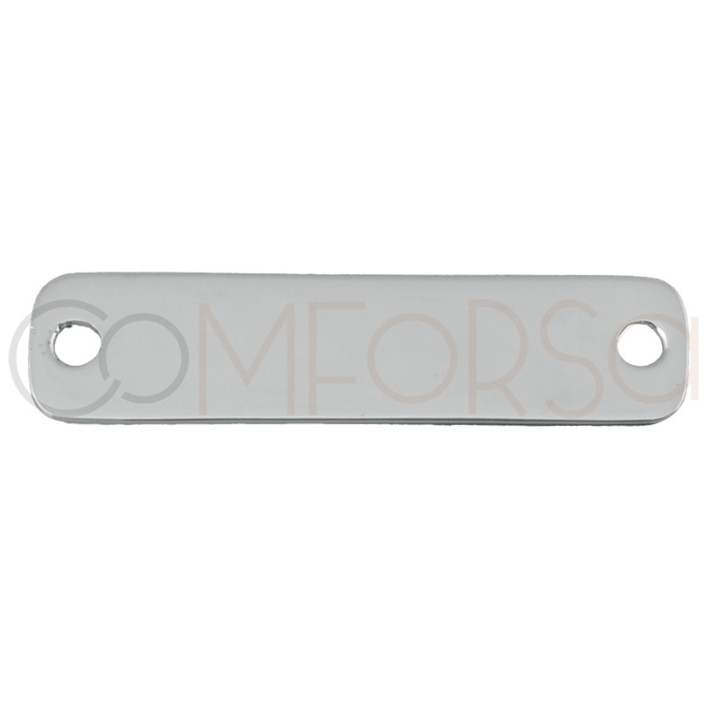 Engraving + Sterling Silver 925 Rectangular Tag 2 Holes 31x7.5mm