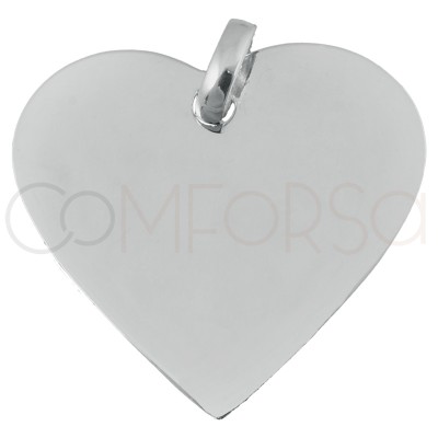 Sterling Silver 925 Engravable Heart Pendant 24x22mm