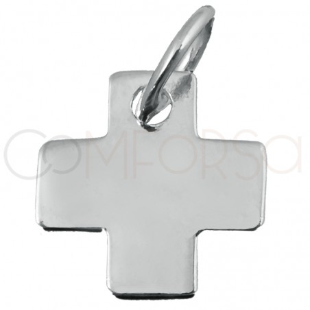 Engraving + Sterling silver 925 cross charm 9.5 mm