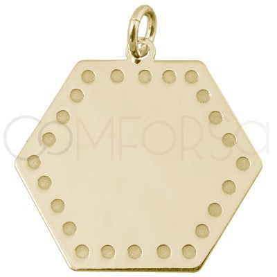Hexagone pendant with points 15 mm sterling silver gold plated