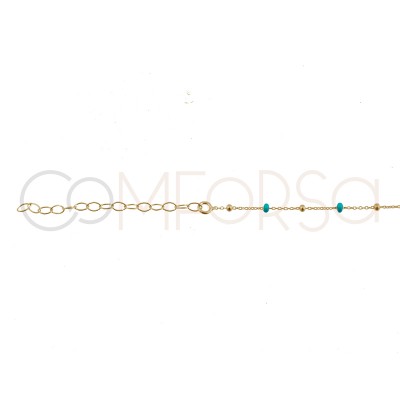 Sterling silver 925 gold-plated mint enamelled beads chain