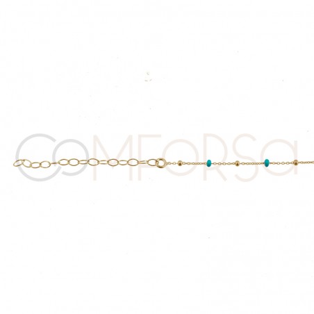 Sterling silver 925 gold-plated mint enamelled beads chain