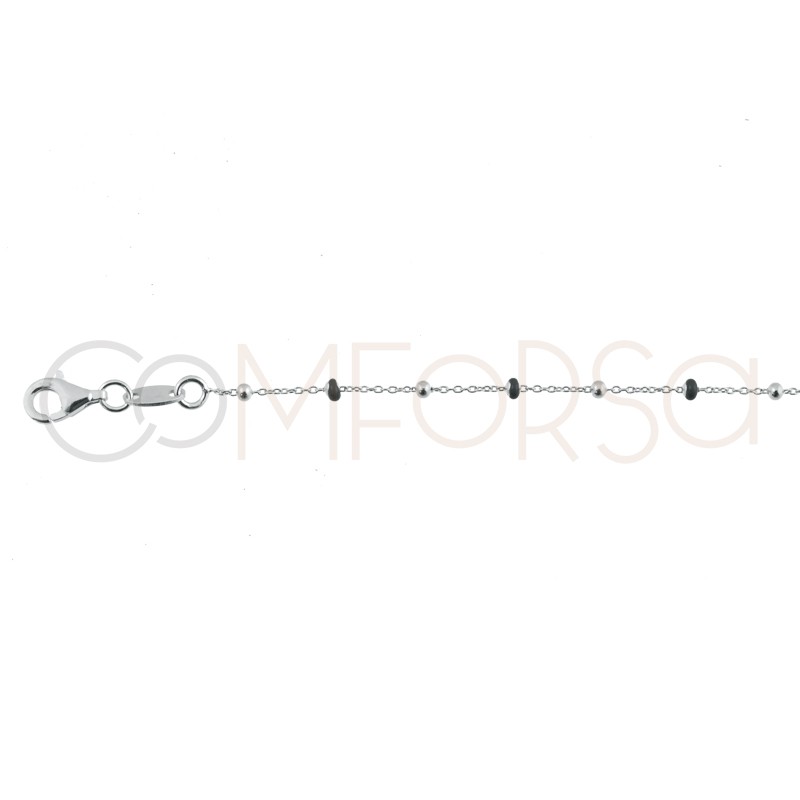 Sterling silver 925 black enamelled beads chain