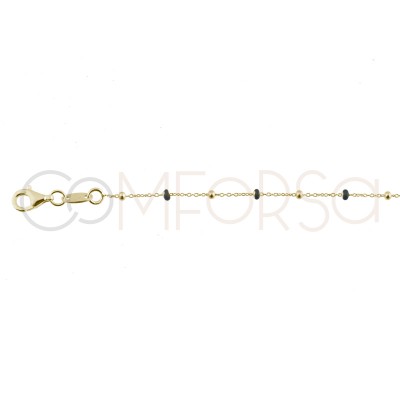 Sterling silver 925 gold-plated black enamelled beads chain