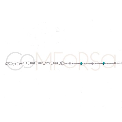 Sterling silver 925 gold-plated mint enamelled beads chain