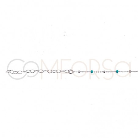 Sterling silver 925 gold-plated mint enamelled beads chain