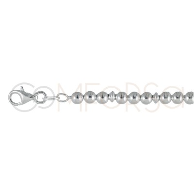 Ball bracelet with disc 4 mm 18 cm sterling silver 925