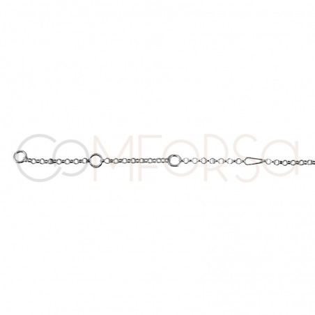 Rhodium plated Sterling Silver 925 Chain 40 cm with extender 6 cm