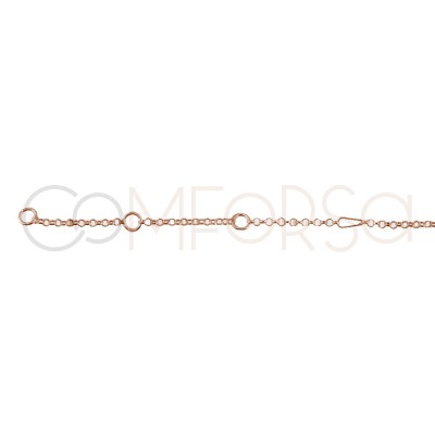 Rhodium plated Sterling Silver 925 Chain 40 cm with extender 6 cm