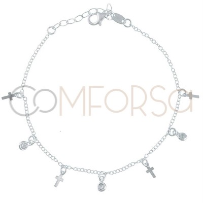 Sterling  silver 925 cross chaine and zircons 40 cm + 5 mm