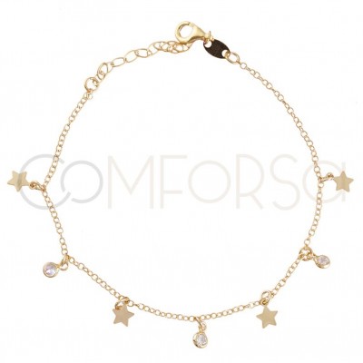 Gold plated silver chaine stars and zircons 40 cm+ 5 mm