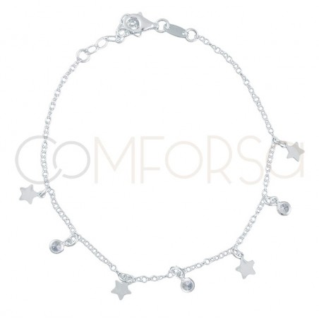 Gold plated silver chaine stars and zircons 40 cm+ 5 mm