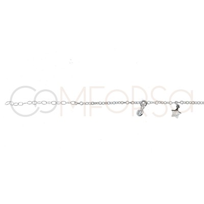 Sterling silver 925 chaine stars and zircons 40 cm + 5 mm