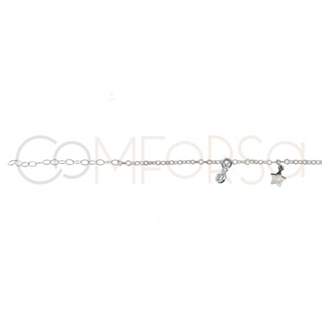 Sterling silver 925 gold-plated chain with star pendants and zirconias 40 cm