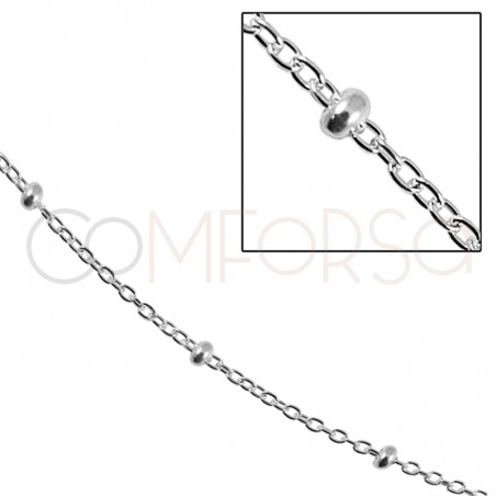 Sterling silver 925 loose cable chain with balls 1.8 x 1.7 mm