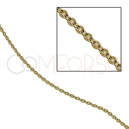 Gold-plated sterling silver 925 loose hammered cable chain 1.9 x 1.65mm