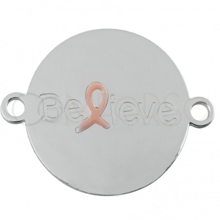 Sterling silver 925 "Believe" solidarity connector 15mm